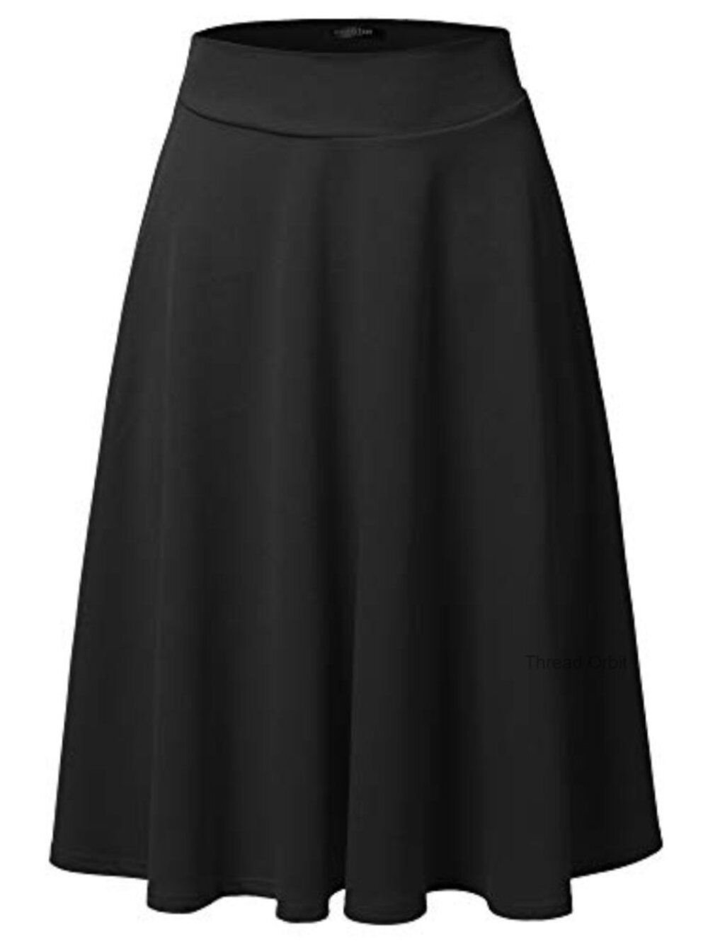 A-Line Midi Skirt High Waisted Flare Stretchy Polyester Spandex